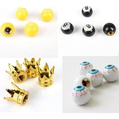 4Pcs/set Universal Crown Style Car bike Tire Air Valve Stem Cap Automobiles Wheel Tyre Stem Air Valve Dust Covers Accessories