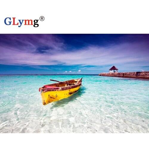 Diamond Painting Cross Stitch Seaside Boat 5d Diy Diamond Embroidery Full Square Rhinestones Embroidery Needlework Home Decor