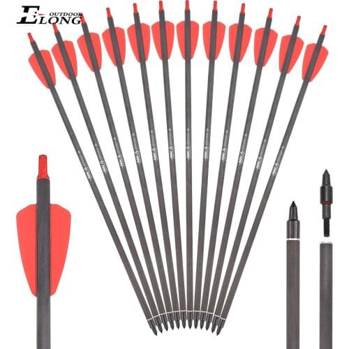 12Pcs 15" R9 Crossbow Bolts Carbon Arrows 2" Red Vanes with 100grain Broadhead Hunting Shooting Targeting For COBRA SYSTEM RX