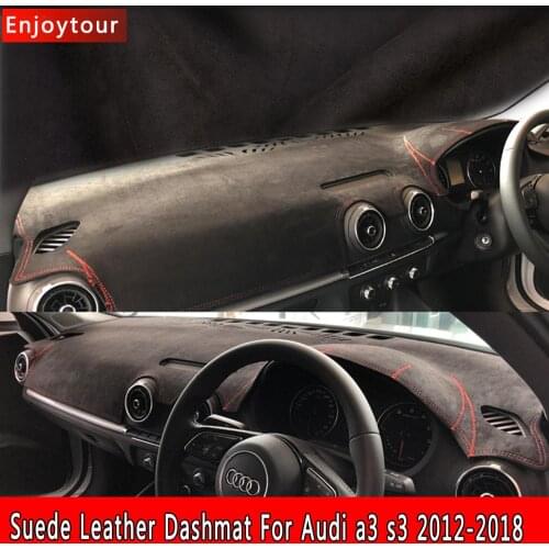 Car-styling Suede Leather Dashmat Dashboard Cover Pad Dash Mat Carpet for Audi A3 S3 Sportback 2012 2015 2016 2017 2018 RHD
