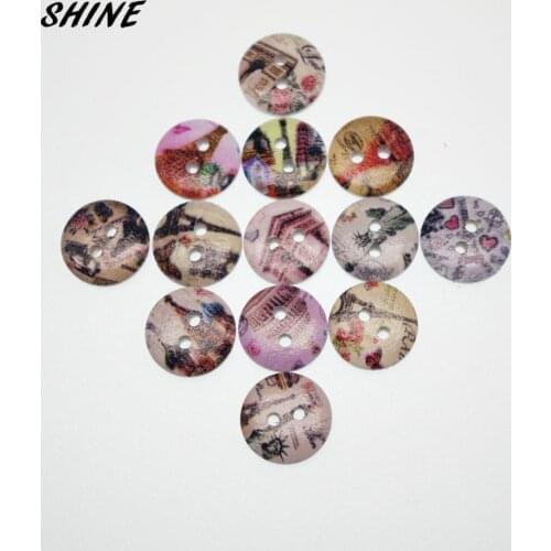SHINE Wooden Sewing Buttons Scrapbooking Round Two Holes British Style 15mm Dia. 50 PCs Costura Botones decorate bottoni botoes