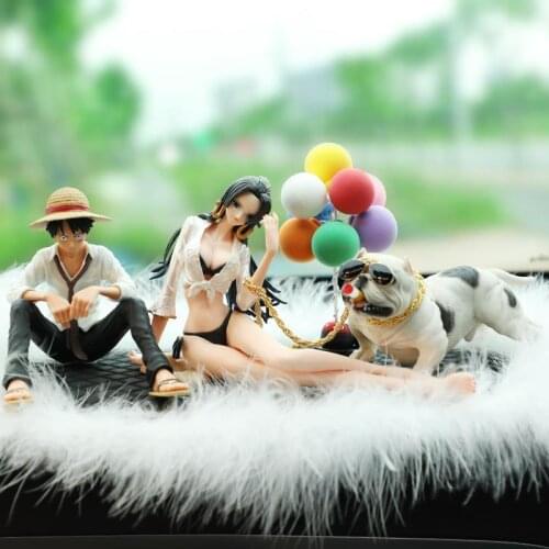 Anime Character One Piece King Luffy Female Emperor Hand-made Model Bully Dog Birthday Party Car Decoration Auto Parts Interior