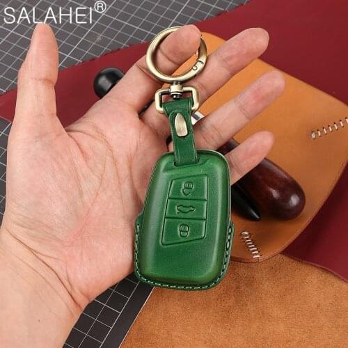 Leather Car Key Case Cover For Volkswagen VW 2016 2017 Magotan Passat B8 Golf For Skoda Superb A7 Keychain Accessorie Car-stylin