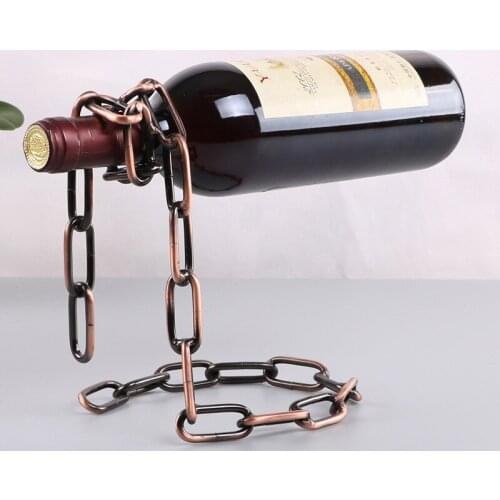 European Retro Creative Handmade Restaurant Bar Stand Bracket Display Stand Magic Metal Hanging Suspension Chain Wine Racks