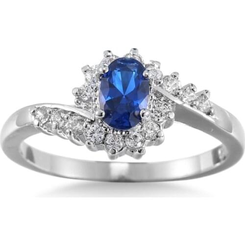 Genuine 925 sterling silver Ring trendy Wedding Ring Jewelry blue Cubic Zircon Rings For Women Bridesmaid Gifts