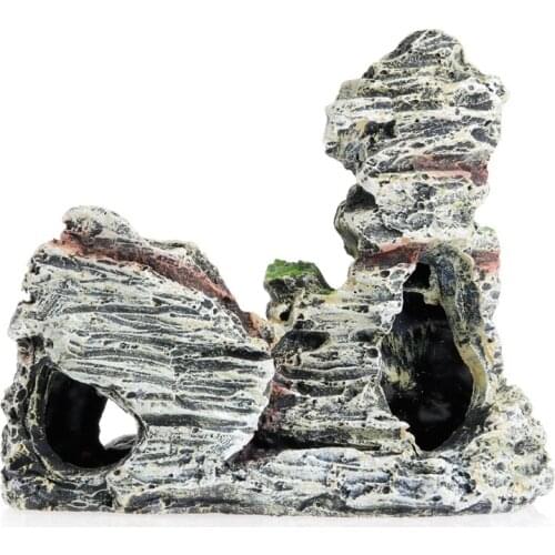 Resin Material Beautiful Mountain View Aquarium Rock Cave Tree Bridge Fish Tank Ornament Decoration Landscap Decorative