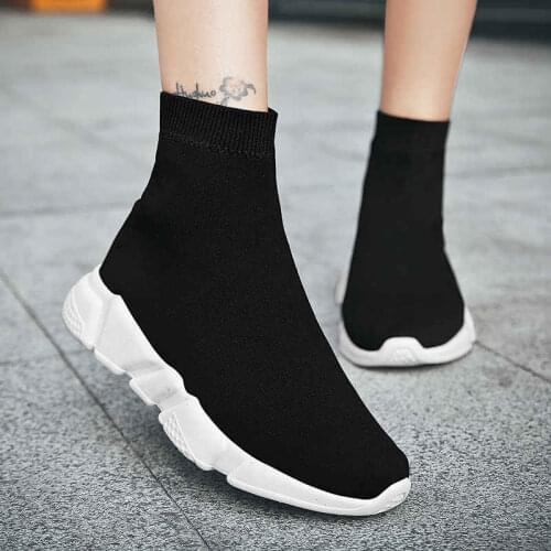 Slip on Womens Sports Shoes Large Sizes Women Running Shoes High Top Sport Sneakers Woman Thick Bottom Tennis Shoes Summer V6