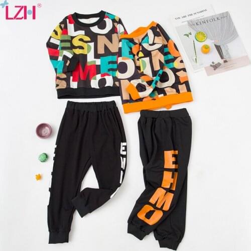 LZH 2021 Letter Printing Childrens Tracksuit Baby Boys Sports Suit Autumn Long Sleeve Casual Clothing Sets For Kids Sportswear