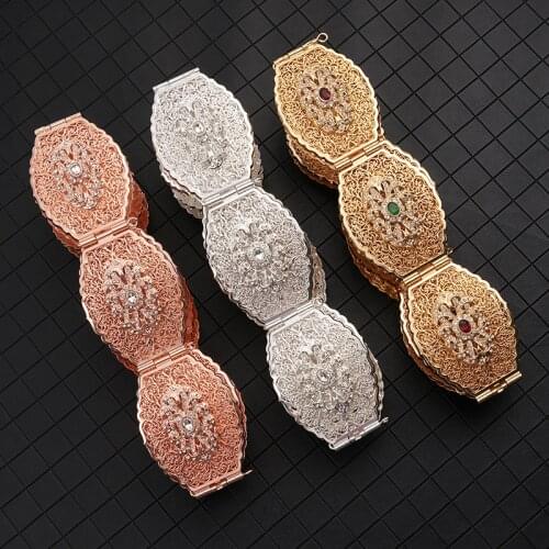 Moroccan style gold and silver bicolor petal shape metal belt chic jewelry waist chain