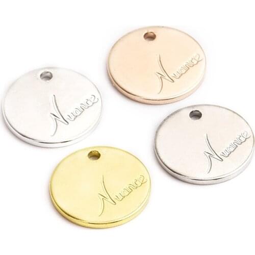 20 Pieces / 12mm Copper Round Label Carved Letter Pendant Necklace Coin Pendant Crafts Bracelet Accessories Jewelry Making