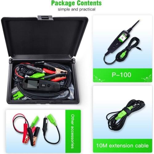 P100 Electrical Circuit Tester for Cars Trucks and Motorbikes Multi-Lingual Auto Circuit Fault Detection Circuit Repair Tool
