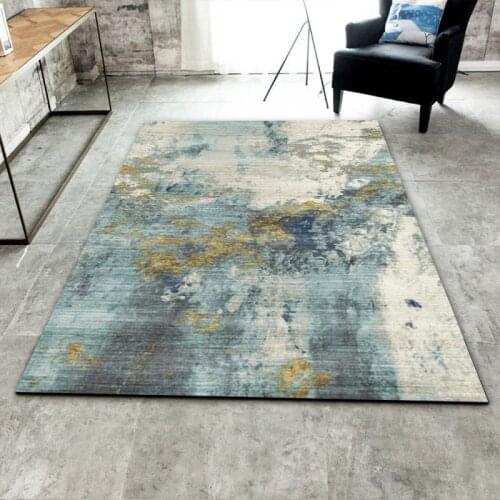 Fashion Nordic Modern Abstract Blue and Yellow Ink Painting Living Room Bedroom Kitchen Bedside Carpet Floor Mat Customization