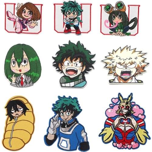 My Hero Academia Cartoon Embroidered patches iron on Sewing popular for hat bag shoes Applique embroideried accessories