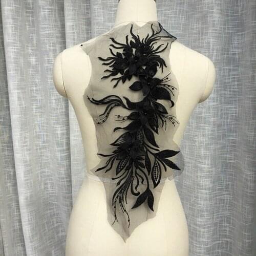 1Pc Flower Sequins Patches Sew On Beading Applique Clothes Dress Bags Decoration Parch DIY Accessories 47*20CM