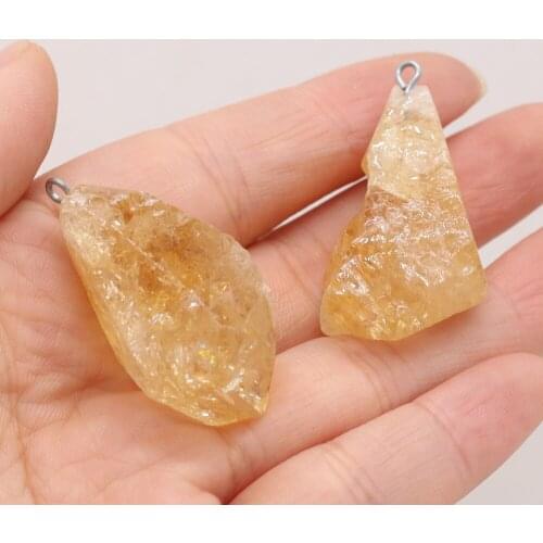 Natural Citrines Stone Pendant Charms Irregural Shape Agates Pendant for Women Making DIY Jewerly Necklace 20x40-25x45mm