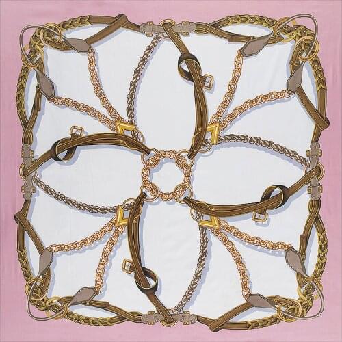 New style Simple belt splicing chain clause Ladies twill large square scarf 130cm Square Neck Gaiter Shawl Hijab winter scarf