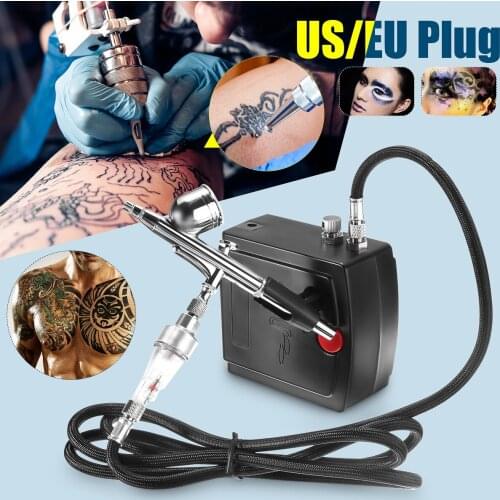 NT-19 Dual-Action Airbrush with Compressor 0.3mm Spray Gun Airbrush Kit for Nail Airbrush for Model/Cake/Car Painting