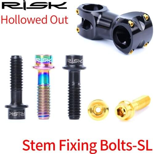 RISK 6pcs/box Road Mountain Bike Bicycle Hollowed Out M5x18 SL Handlebar Stem Fixing Bolts Titanium Alloy Screws