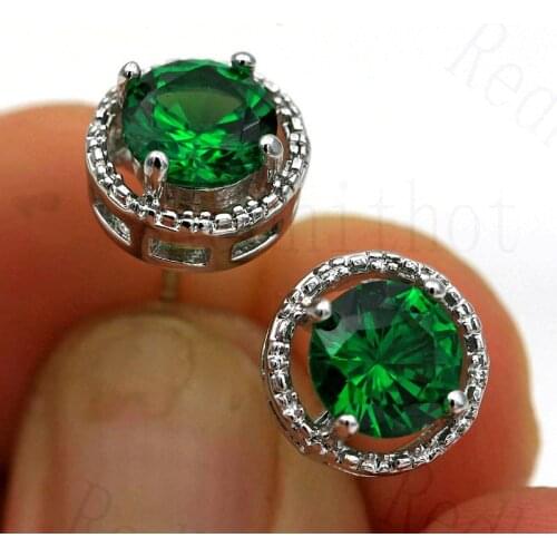 New Fashion Jewelry White Gold Crystal Round Zircon Earring For Women Luxury Stud Earrings For Gift