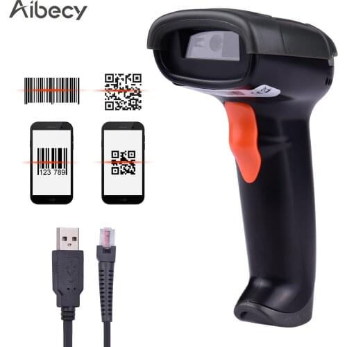 Aibecy Handheld USB Wired 1D2D/QR Barcode Scanner Bar Code Reader Manual Trigger/Auto Continuous Scanning Support Screen Code