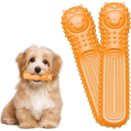 Dog Toothbrush Pet Chew Toy Stick Soft Rubber Tooth Cleaning Point Massage Toothpaste Dog Toothbrush Molar Training Pet Supplies