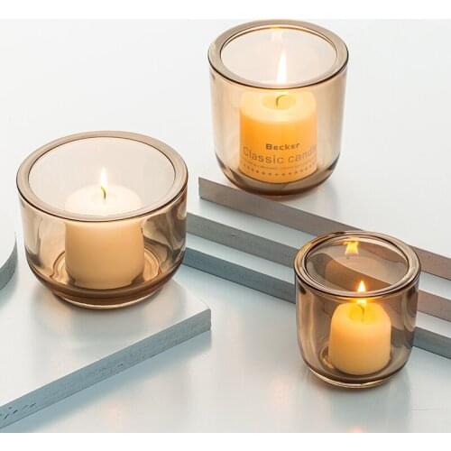 Glass Candle Holder Heat-resistant Vertical Candle Holder Festive Wedding Desktop Decoration Storage TankHome Desktop Decoration