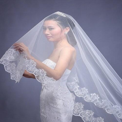 Bridal veil embroidered sticky flower selvedge veil wedding accessories 500cm * 150cm church wedding veil wedding accessories