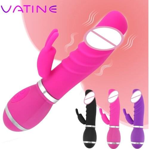 VATINE 12 Speeds G Spot Dildo Vibrators Rabbit vibrator Sex toys for Women Powered By Battery Clitoral Stimulator Realistic