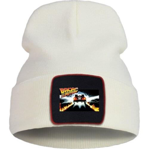 Back To The Future Car Knitted Hats Wool Spring Cotton Brimless Hat Street Unisex Beanie Caps Outdoor Creative Sport Hedging Cap
