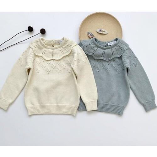 Korean Style Spring Autumn Kids Knitting Pullovers Tops Baby Girls Sweaters Long Sleeve Baby Girls Knitting Clothes