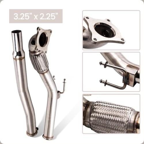 3" Bore T304 Stainless Steel Exhaust Turbo Decat Downpipe for VW Golf MK5 MK6