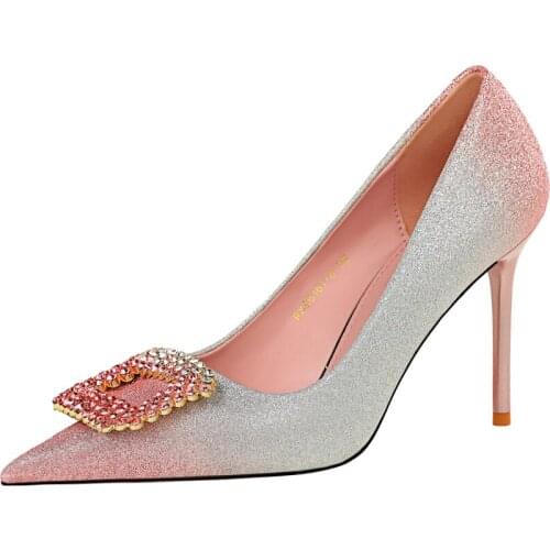 Womens shoes 2021 new fashion diamond decorative high-heeled shoes soft soles comfortable sexy party shoes