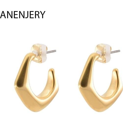 ANENJERY 925 Sterling Silver French Geometric Earrings for Women High-Quality Exquisite Elegant Jewlery S-E1374