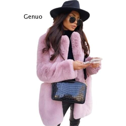 Women Faux Fur Coat Autumn Winter Warm Plush Teddy Jackets Fashion Long Sleeve Lapel Fur Coats Overcoat Ladies Outerwear