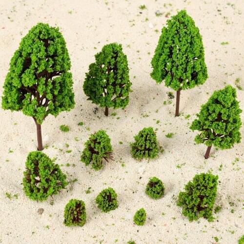 12pcs Multi Scale Tree Model 2.5cm-16cm Train Railway Scenery HO OO Scale 1:50-1:500 Park Diorama Scenery Green Landscape Model