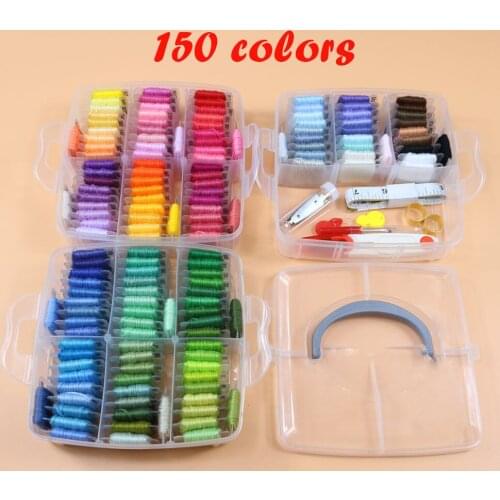 150 Colors Embroidery Thread DIY Carft Multi-Color Embroidery Yarn Plastic Storage Box Cross Stitch Thread Kit Skeins
