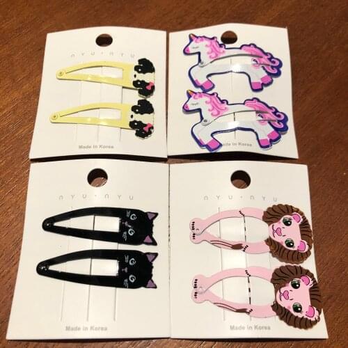 2PCS/Set Lovely Lion Unicorn Cat Dog Cartoon Hair Pins Animal Metal Hair Clips Head Wear For Kids Party Gifts Hair Accessories