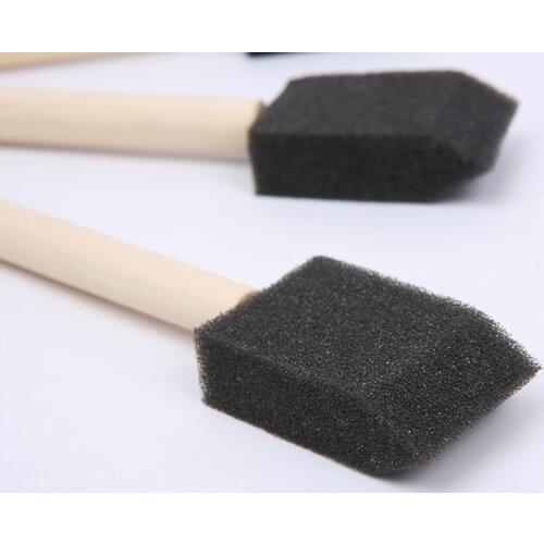 25Pcs 1Inch Sponge Brushes Wood Handle Black Foam Paint Brushes Acrylics Stains Varnishes Crafts Art Drawing Graffito Tool