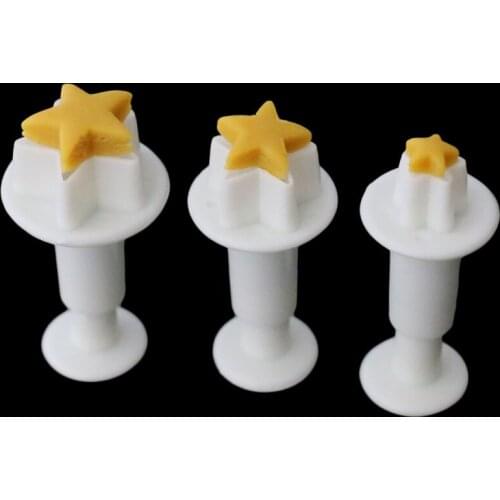 3pcs Love Heart/Star shaped Sugar Craft Food Grade Plastic Cake Decorating Tools Cookies Cutter Baking Accessories Hand Pressure