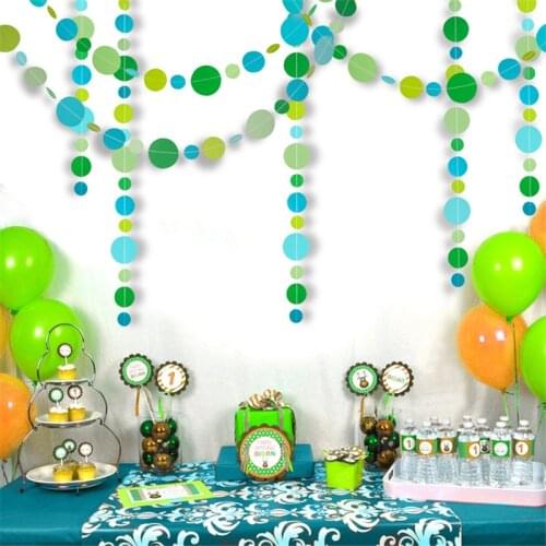 4M length Hanging Paper Banner Green Blue Garland Plant String DIY Doceration Birthday Wedding Baby Shower Party Docer DGU07