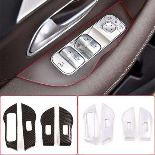 ABS Car Styling for Mercedes-Benz GLE GLS 2020-2021 Door Glass Lift Button Frame Panel Car Interior Accessories 4 Pcs