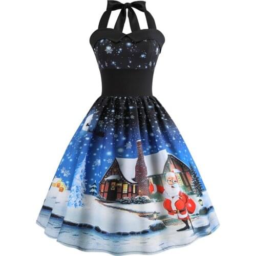 AECU Dress Demale Winter Christmas Dresses For Women Elegant Vintage Party Dress Casual Plus Size Print Vestidos De Fiesta