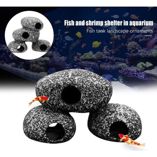 Fish and Shrimp Breeding Marbles Ceramic Rock Cichlid Stone Shelter Cave Fish Tank Pond Ornament Aquarium Landscaping Decoration