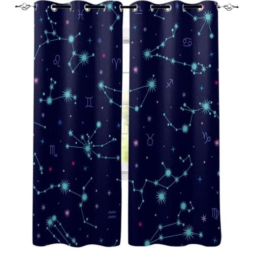 Constellation Astronomy Zodiac Twelve Stars Blackout Curtains Bedroom Blinds Drapes Window Curtains For Living Room High Shading