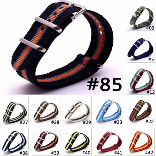 BUMVOR 16mm 18mm 20mm 22mm Sport Woven Nylon Strap Nato Military Stripe Canvas Wristband Replaces DW Strap James 007 Watch Belt