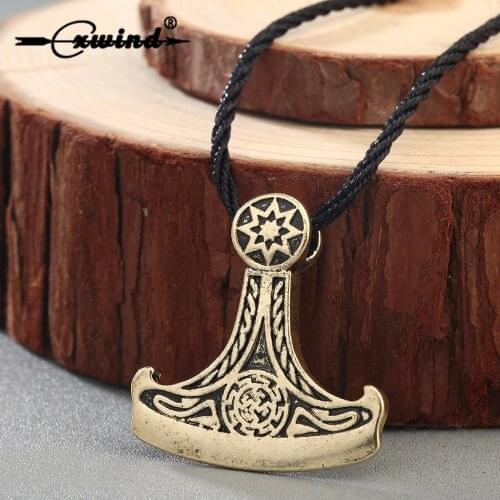 Cxwind Viking Knot Axe Head Pendant Necklace Gothic Mens Ax Star Mjolnir Necklaces Slavic Pagan Gift Wholesale Jewelry collares
