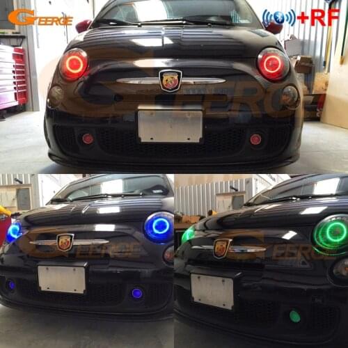 RF remote Bluetooth APP Ultra bright Multi-Color Ultra bright RGB LED Angel Eyes kit For FIAT ABARTH 500 C 595 695 2007-2014