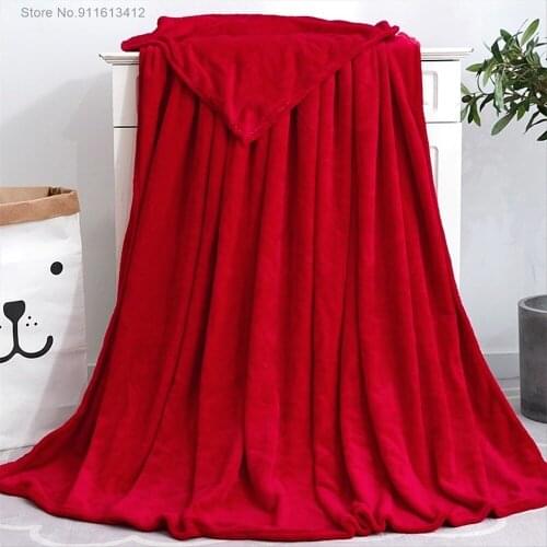 Home Textile Soft Solid Blanket Fleece Flannel Blanket Adult Sofa Bedding Red Green Blue Flannel Throw Blankets for Beds