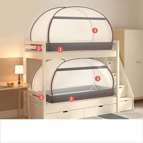 Bunk Bed Mosquito Net Three-Door Children Bed Tent Full-Bottom Anti-Mosquito Netting 0.9m/1.2m Foldable Dormitory Yurt Mosquito