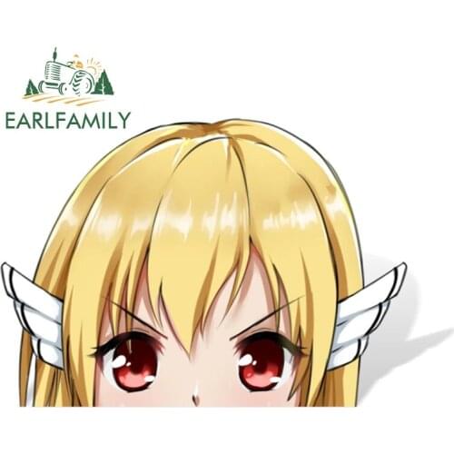 EARLFAMILY 13cm x 9.2cm Anime Astraea Peek Cartoon Big Head Vinyl Car Sticker JDM Scratch Cover Decal Auto Motor Decoration